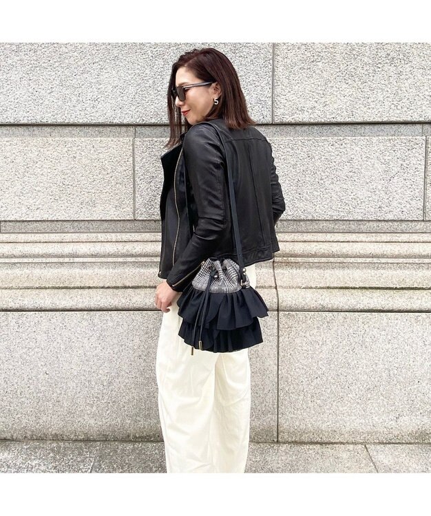 LA BAGAGERIE 【インスタグラマー chiyoさん×LA BAGAGERIE】フリルバケットバッグ グレー