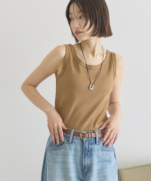 AMERICAN HOLIC テレコタンクトップ Dark Beige