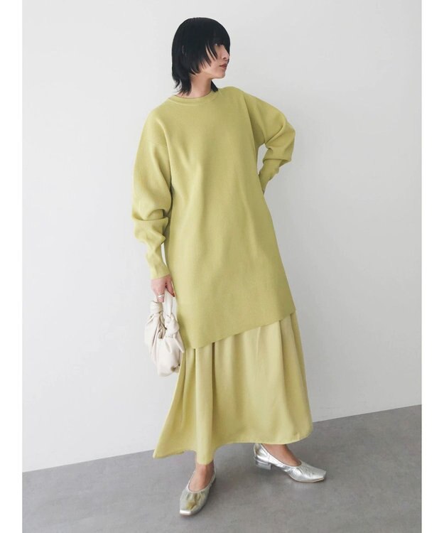 Green Parks ＳＥＴ２点　ニットチュニック＋キャミワンピース Lime Green
