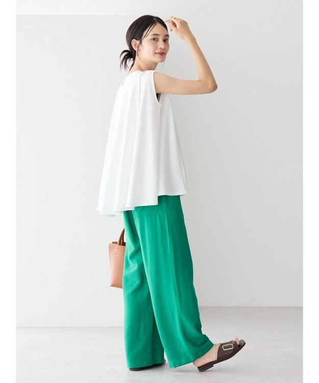 AMERICAN HOLIC 接触冷感バックフレアノースリーブプルオーバー Off White