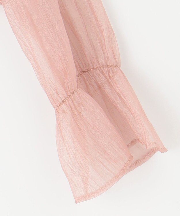 Feroux 【洗える】シャーリングシアー シャツ ピンク系