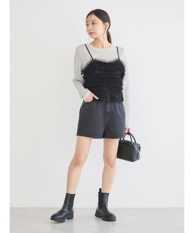 earth music&ecology チュールビスチェ Black