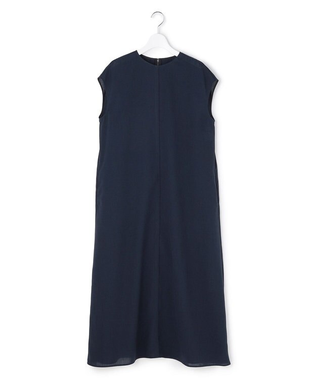 ICB L 【先行予約】 ドライアセテートスラブ フレンチスリーブワンピース ネイビー