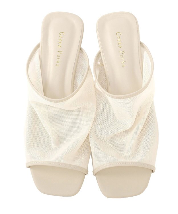 Green Parks ストレッチメッシュミュールサンダル Off White