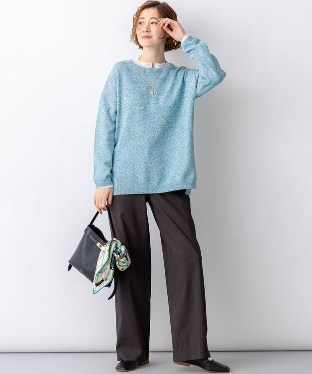 23区 L 【先行予約】コットンギマムリネ チュニック ニット ブルー系