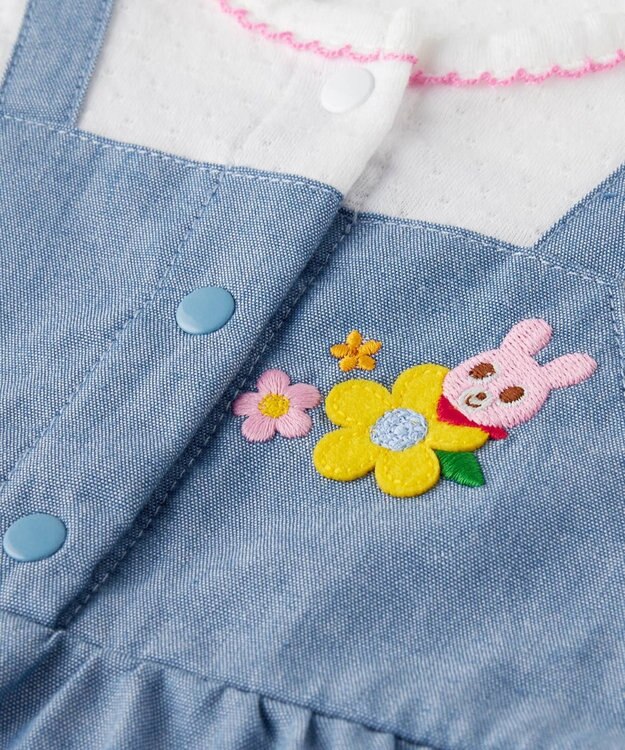 MIKI HOUSE HOT BISCUITS 【70-80cm】 ジャンパースカート風 ショートオール ブルー