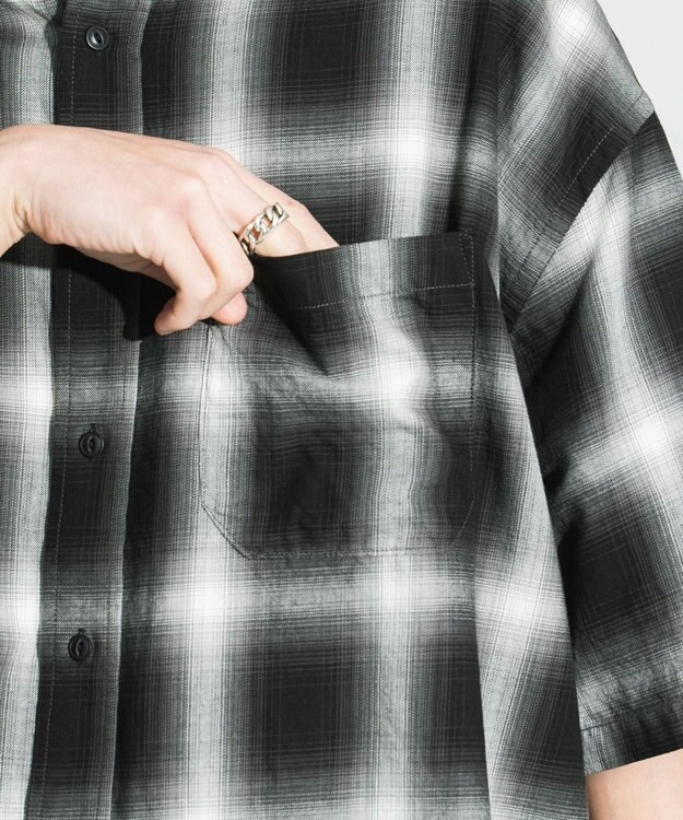 WEGO オンブレチェックシャツ（S） ブラックチェック1