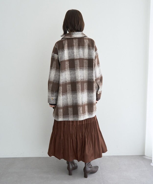 YECCA VECCA ランダムプリーツサテンマーメイドスカート Brown