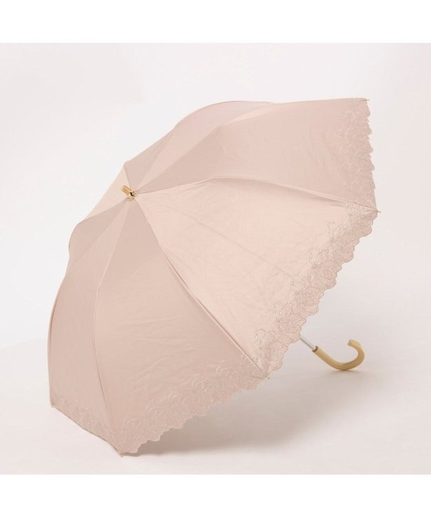 UNBILLION カシュネ cachenez / PUフラワーラメ刺繍トップレス2段折りたたみ傘 ピンク