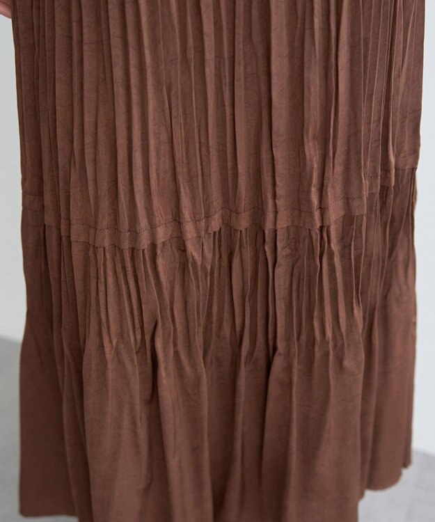 YECCA VECCA ランダムプリーツサテンマーメイドスカート Brown