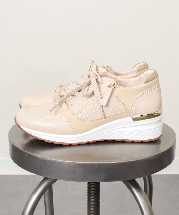 Bridget Birkin 【PARADIS COULEUR】サイドジップヒールアップスニーカー ベージュコンビ