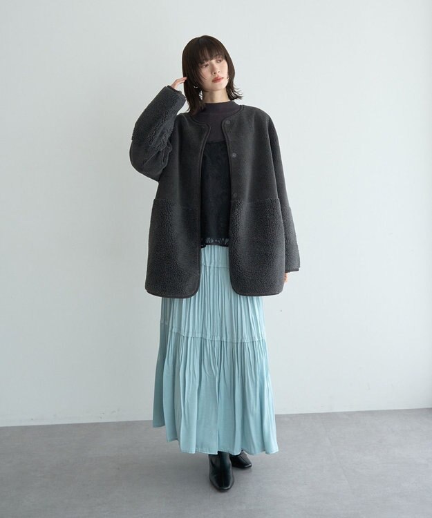 YECCA VECCA ランダムプリーツサテンマーメイドスカート Mint