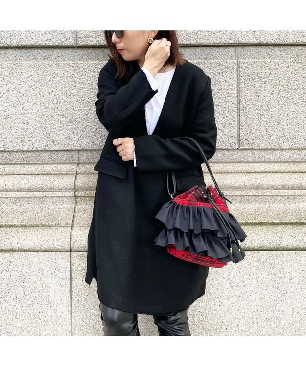 LA BAGAGERIE 【インスタグラマー chiyoさん×LA BAGAGERIE】フリルバケットバッグ レッド