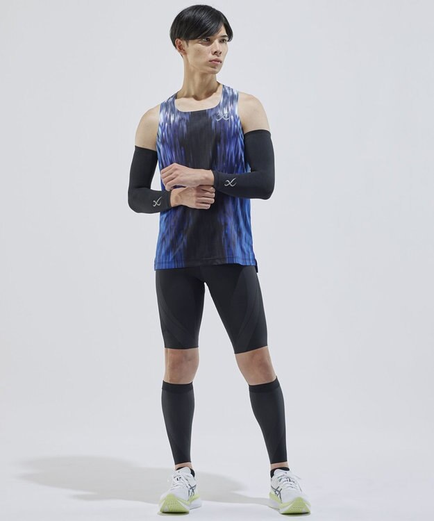 CW-X 【MEN】 CW-X トップス 【薄軽ランニングシャツ】 ノースリーブ タンクトップ スクエアネック 吸汗速乾性(本体) メンズ DLO180 /ワコール ブルー