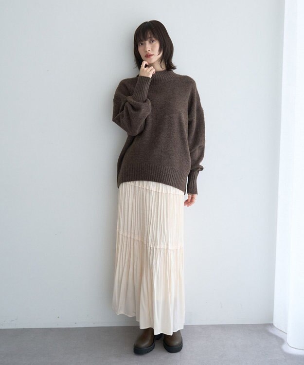 YECCA VECCA ランダムプリーツサテンマーメイドスカート Ivory