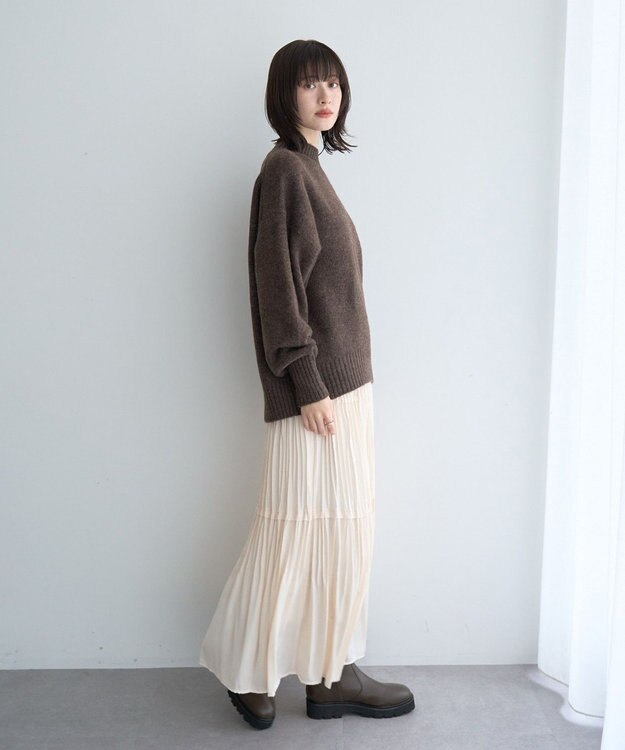 YECCA VECCA ランダムプリーツサテンマーメイドスカート Ivory