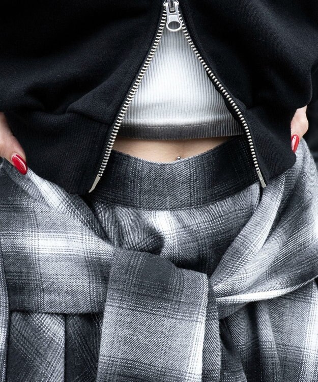 WEGO ネルシャツライクイレヘムミニスカート ブラック