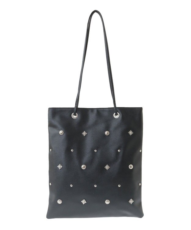 Green Parks ａｎｄｍｉｋｋａ．スタッズ付Ａ４トートバッグ Black