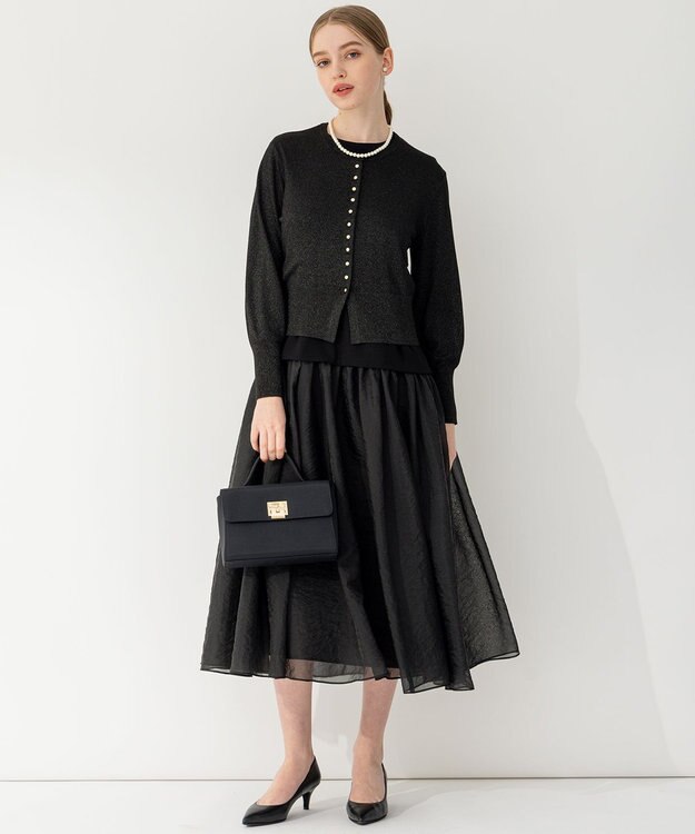 23区 L 【APPLAUDIR】コンパクト ラメカーディガン ブラック系