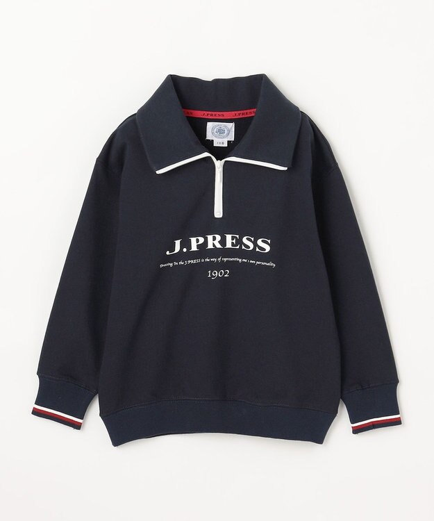 J.PRESS KIDS 【100-130cm】ミニ裏毛 ハーフジップ トレーナー ネイビー系