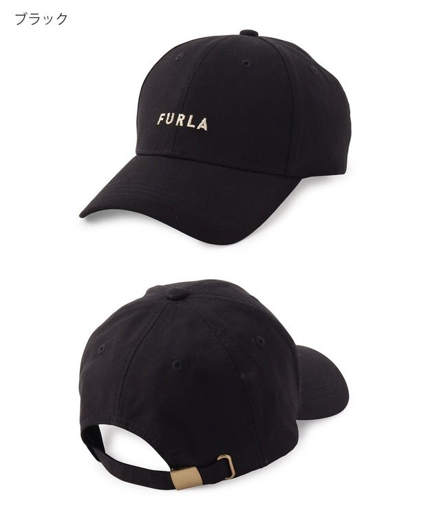 MOONBAT FURLA(フルラ) フロントロゴ刺繍キャップ UV ブラック