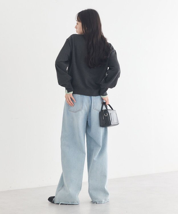 earth music&ecology 【予約】カラーコンビニットカーディガン チャコールグレー