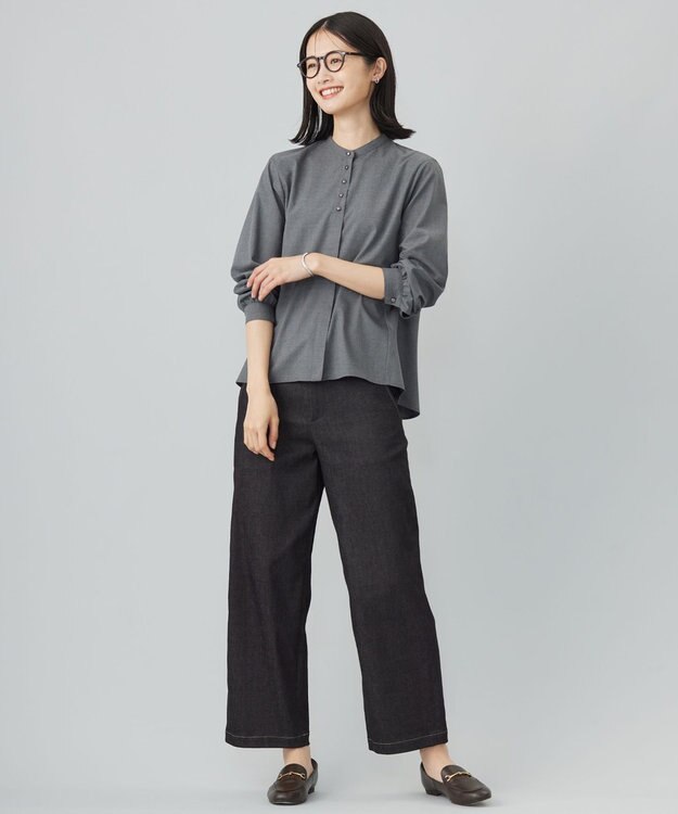 J.PRESS LADIES L 【WEB限定カラーあり・洗える】Lim-bless50sツイル ブラウス チャコール系