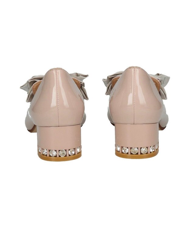 Bridget Birkin 【Bridget Birkin】ヒールアップキラキラリボンローファー ベージュエナメル