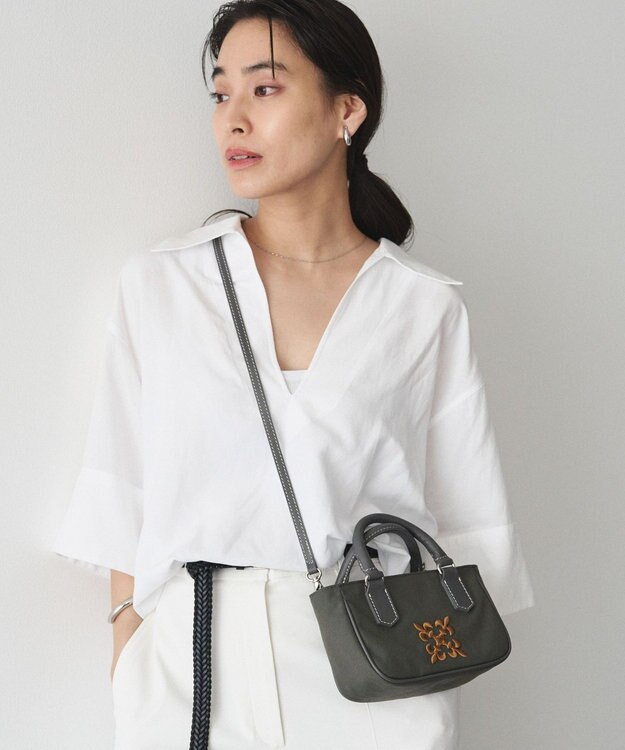 russet 《モノグラム刺繍》コーデュラナイロン2WAYミニショルダーバッグ（CE-1778） Gray