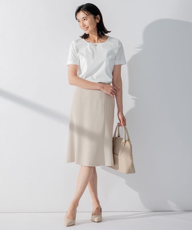23区 L 【セットアップ対応/洗える】合繊 セットアップ スカート ベージュ系