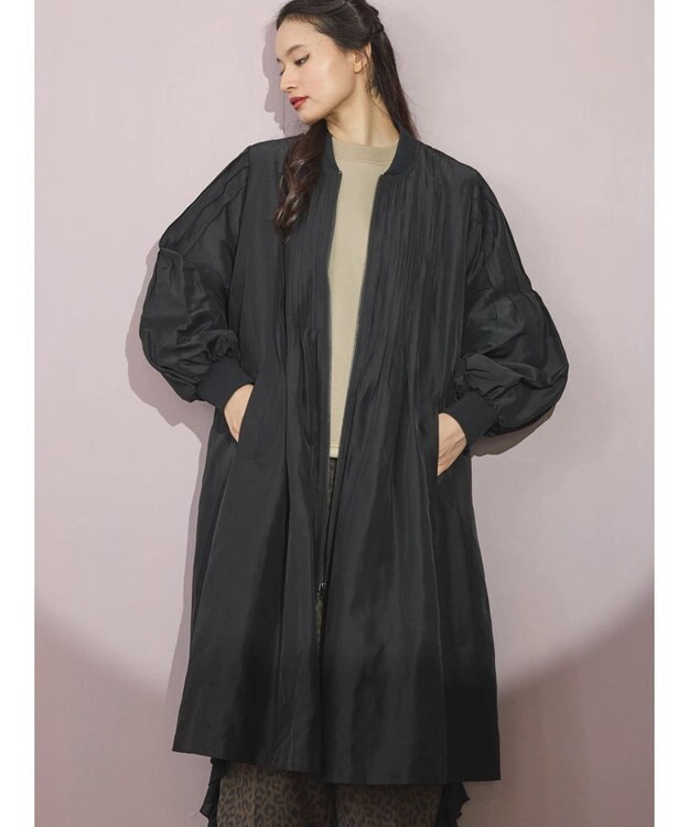 Green Parks ■ＥＳＣＡＲ　ピンタックミリタリーロングコート Black