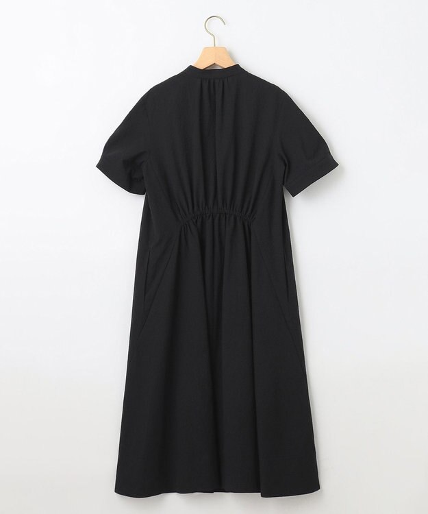 組曲 【WEB限定】サッカーストレッチ バンドカラーワンピース ブラック系