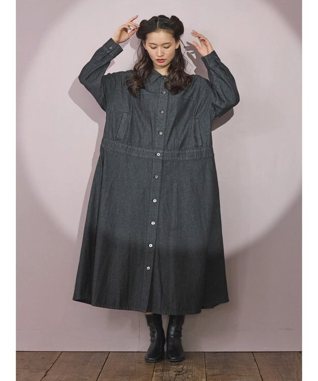 Green Parks ■ＥＳＣＡＲ　デニムジャケットワンピース Black