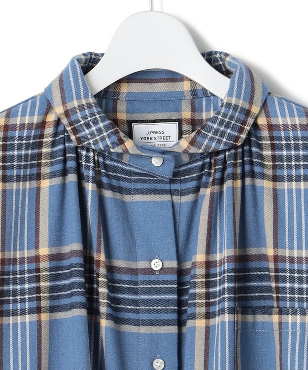 J.PRESS YORK STREET 【WOMEN】チェック シャツワンピース ブルー系3