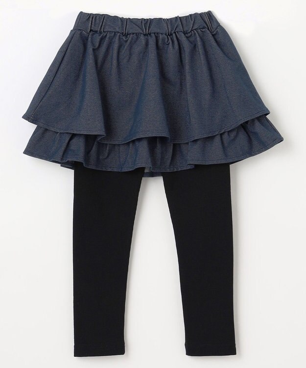 ANY KIDS パール×デニムニットスカッツ ネイビー