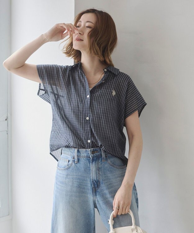 WEGO U.S. POLO ASSN.別注 フレンチスリーブシャツ ネイビー