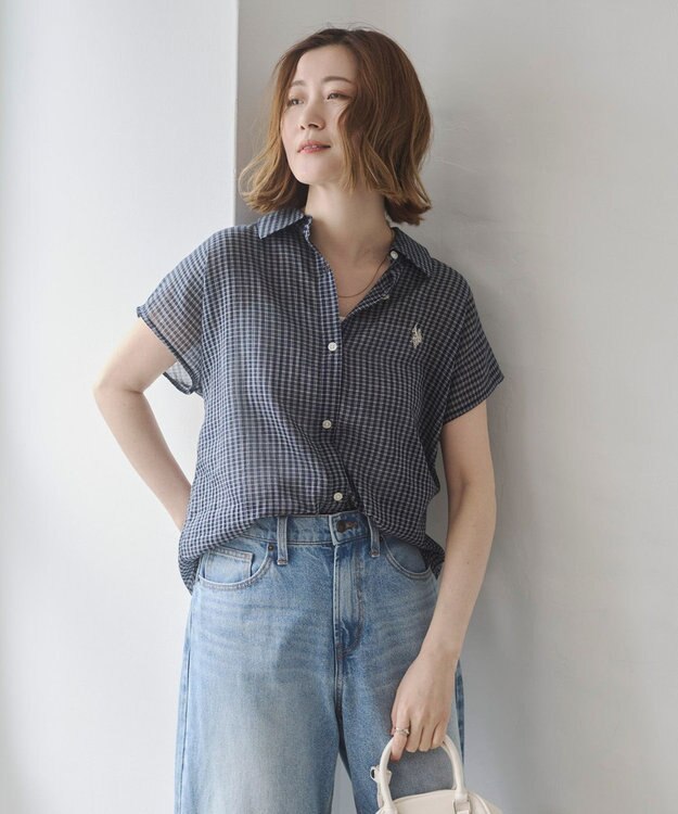 WEGO U.S. POLO ASSN.別注 フレンチスリーブシャツ ネイビー