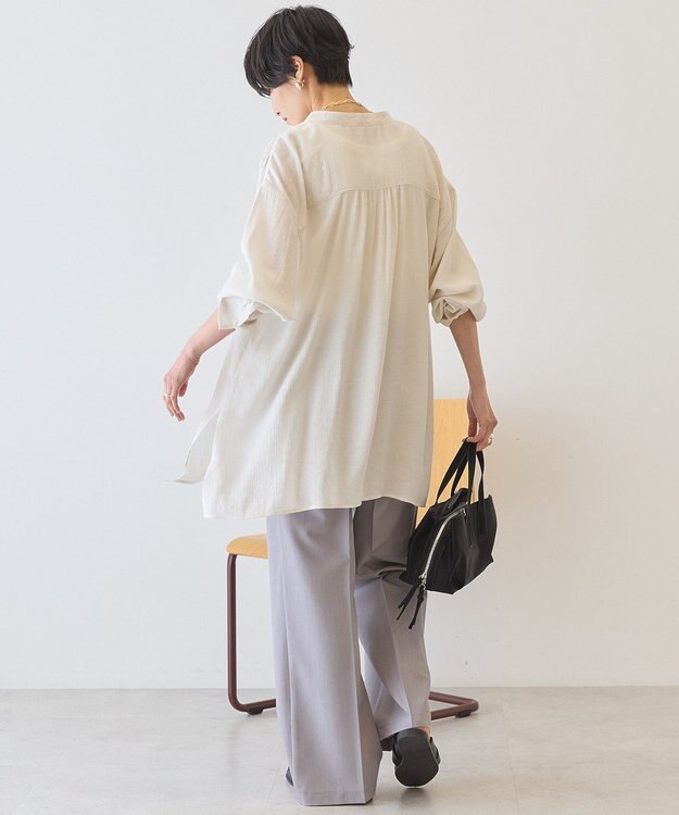 AMERICAN HOLIC 楊柳バンドカラーシャツ Ivory