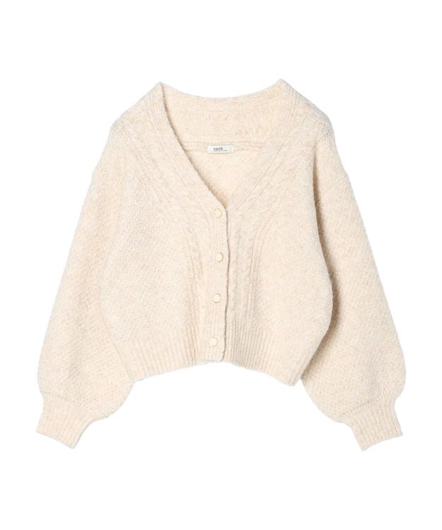 earth music&ecology ラメスラブニットカーディガン Off White