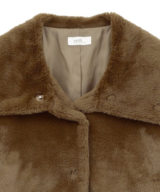 earth music&ecology ファーショートブルゾン Brown