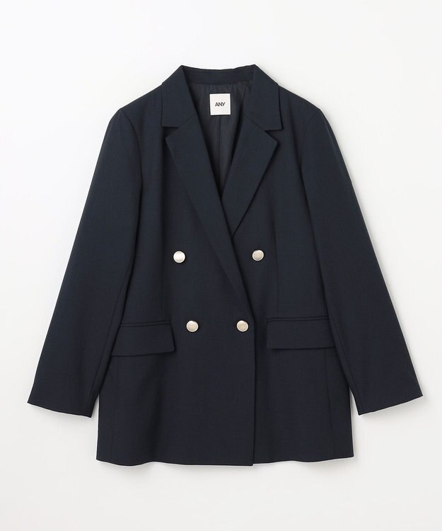 ANY L イージーケアライトストレッチダブルテーラードジャケット ネイビー
