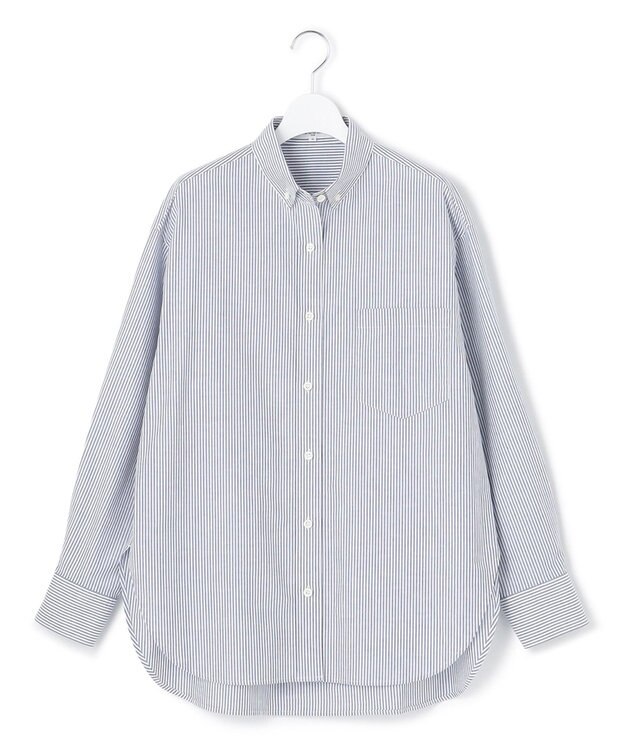 23区 【SLOW/一部店舗限定】コットンオックス シャツ サックスブルーストライプ