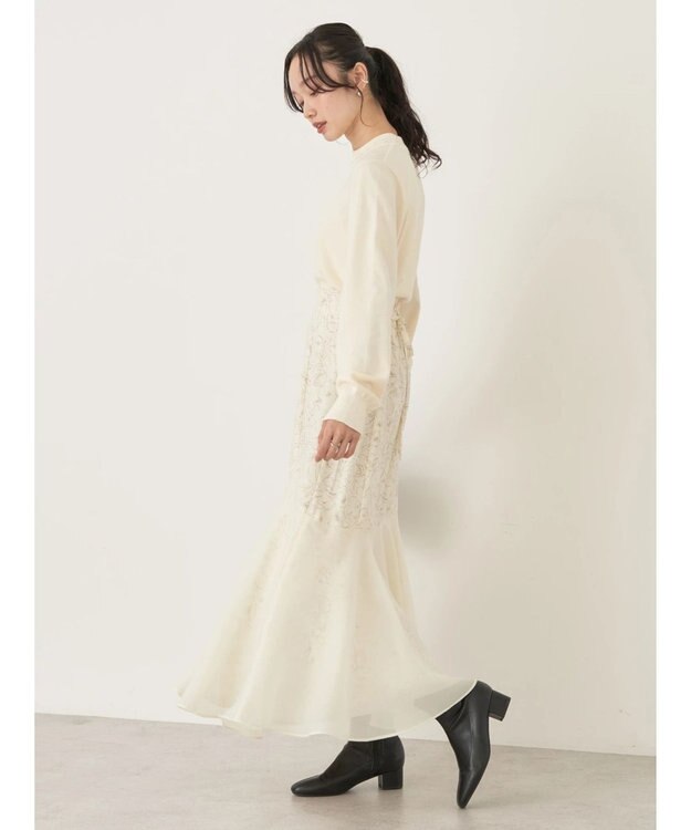 earth music&ecology 切替フラワースカート Ivory