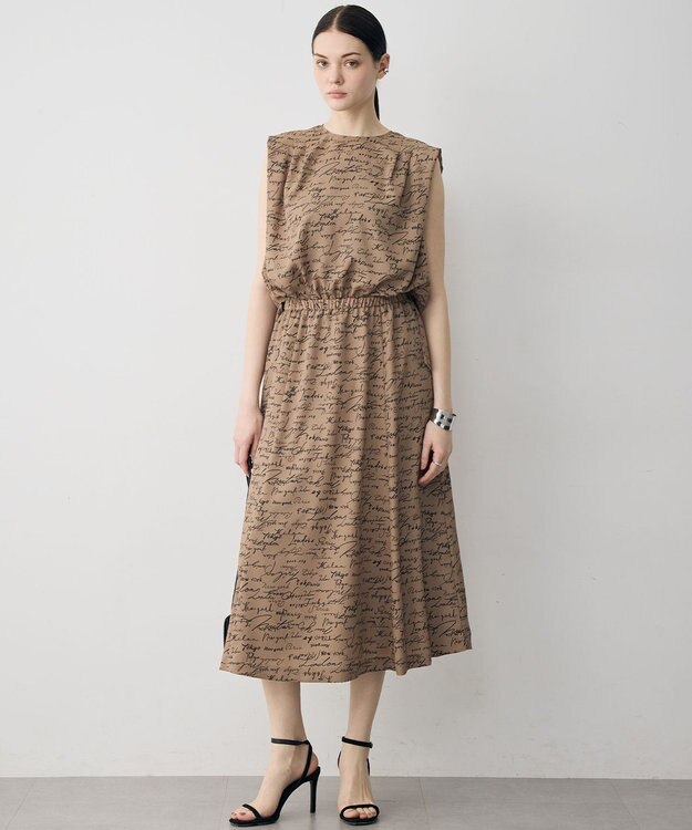 ICB 【30th ANNIVERSARY】5cityプリント ノースリーブワンピース バーントアンバー×ブラック