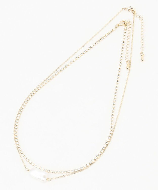 組曲 【2SET】ダイヤレーンプチパール ネックレス ゴールド系