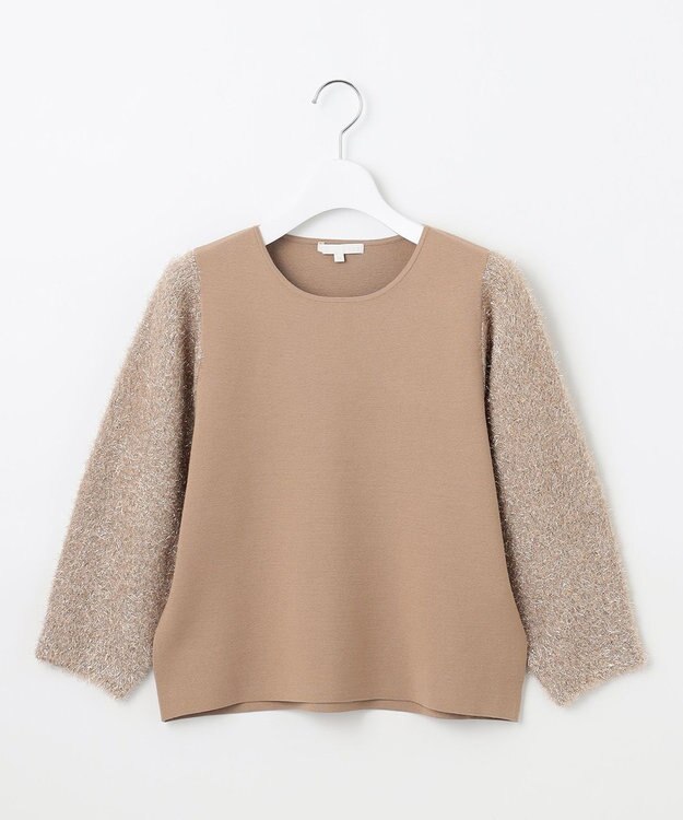 自由区 L 【洗える】フェザーラメ ニット モカ