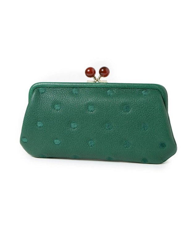 UNBILLION ペルケ perche / アクリル玉がま口長財布 グリーンドット