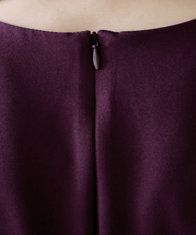 Tiaclasse 【セレモニー・新色追加・洗える】アシメリボンベルトフレアワンピース ボルドー