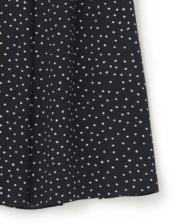 23区 【セットアップ対応/洗える】バックサテンアムンゼン ドットプリント スカート ネイビー×ホワイトドット