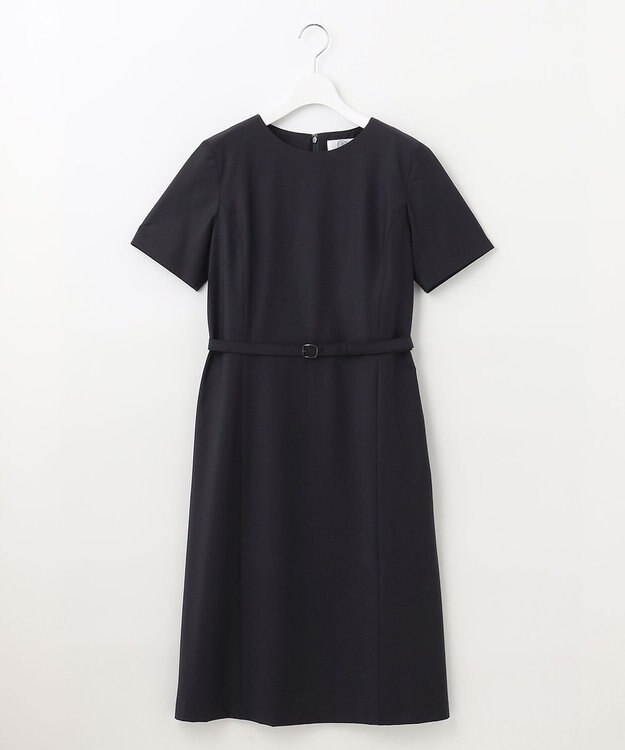 J.PRESS LADIES BAHARIYE SOLID フレアー ワンピース ネイビー系